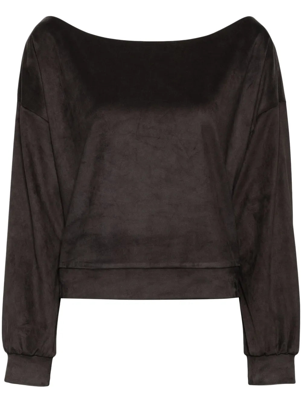 Suede Wide-Neck Sweatshirt