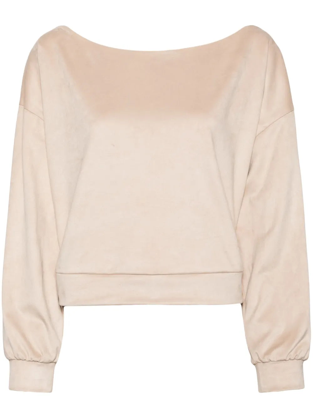 Suede Wide-Neck Sweatshirt