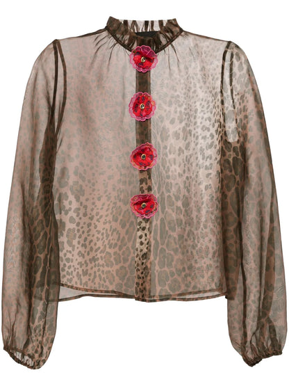 Leopard-Print Silk Blouse