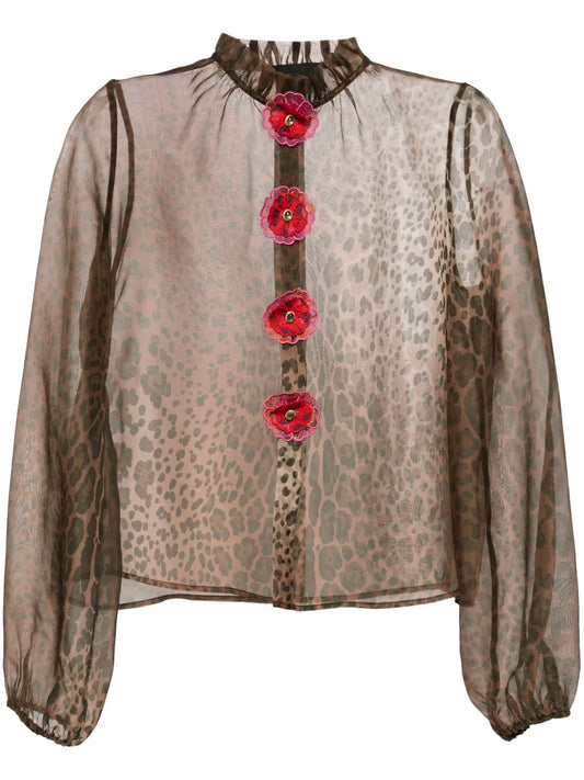 Leopard-Print Silk Blouse