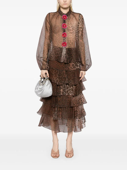 Leopard-Print Silk Blouse