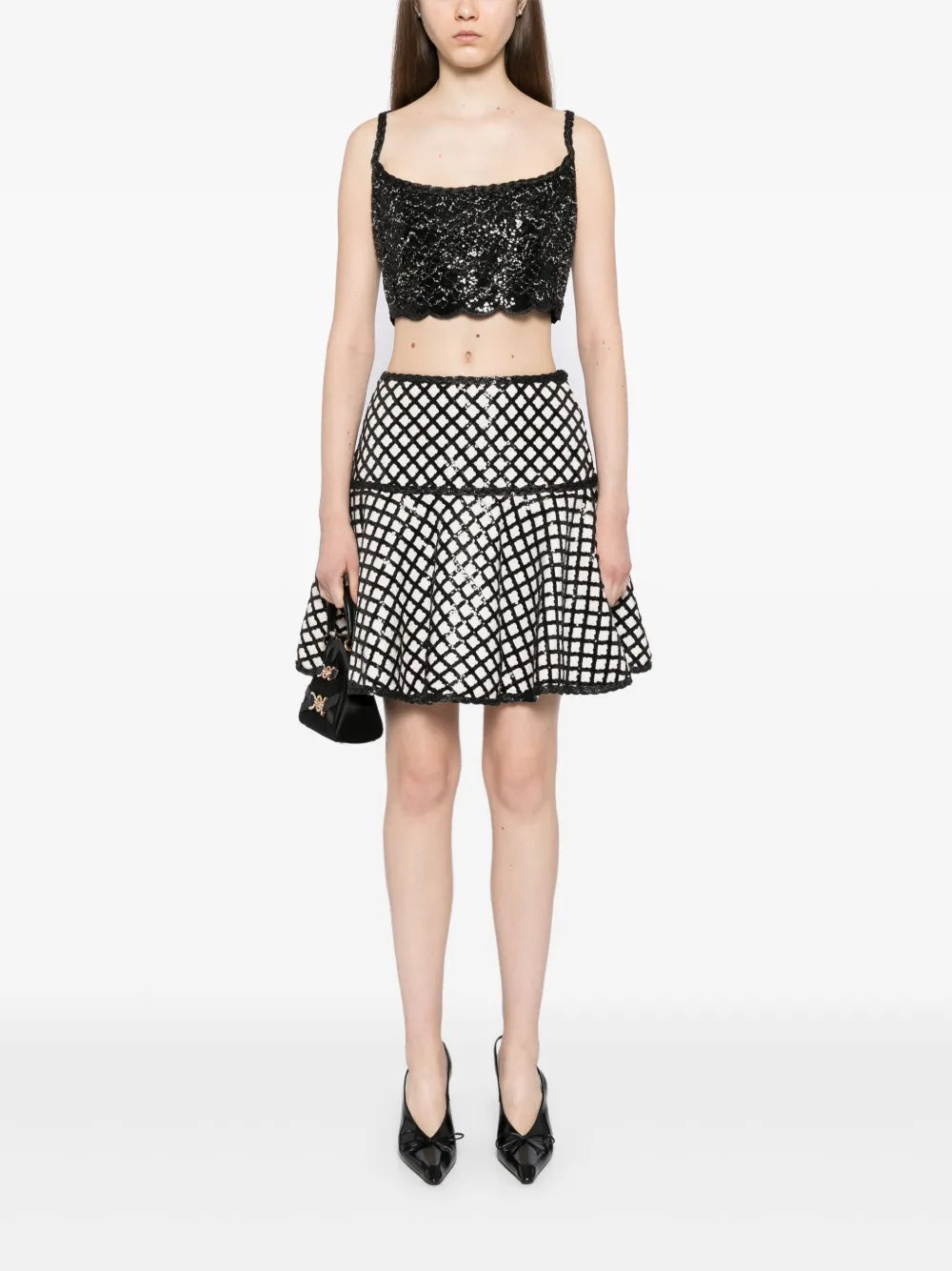 Sequin-Embellishment Scallop-Hem Tank Top