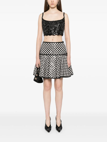 Sequin-Embellishment Scallop-Hem Tank Top