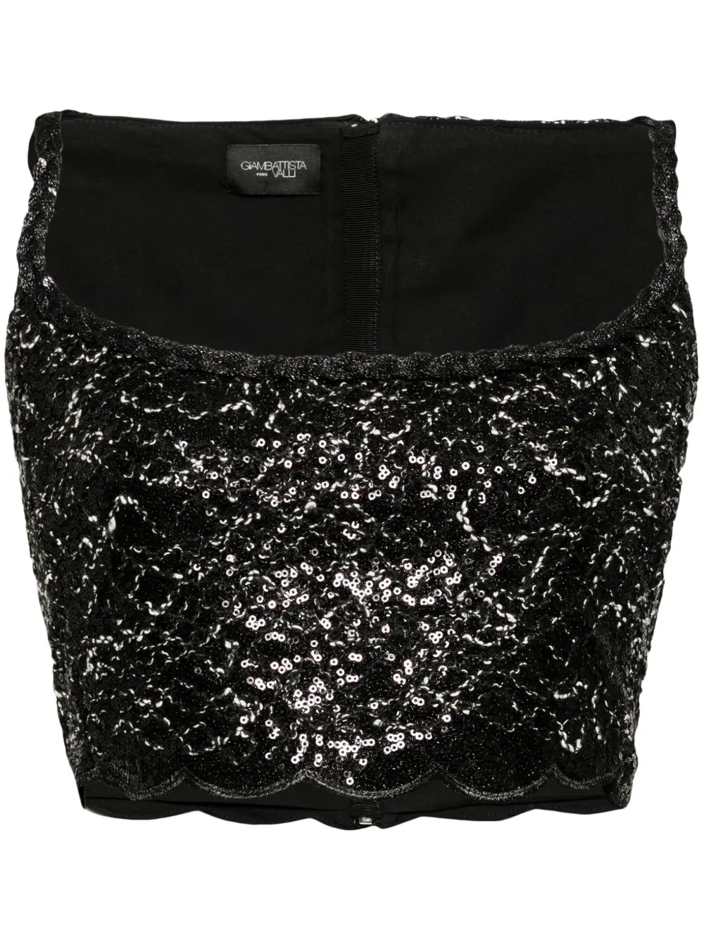 Sequin-Embellishment Scallop-Hem Tank Top