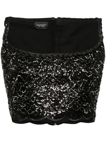 Sequin-Embellishment Scallop-Hem Tank Top