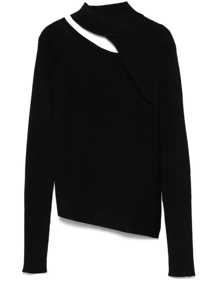 Cut-Out Mock-Neck Sweater