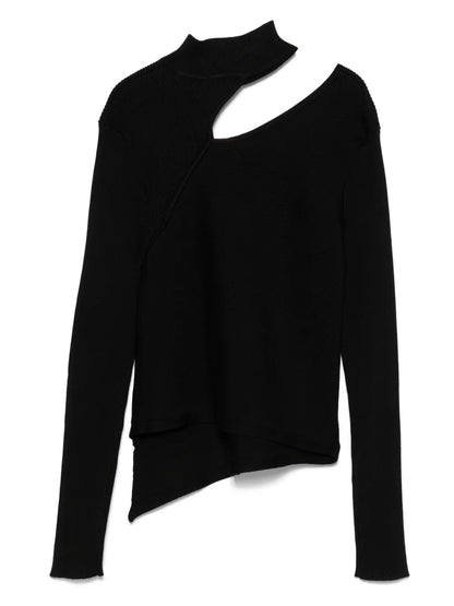 Cut-Out Mock-Neck Sweater