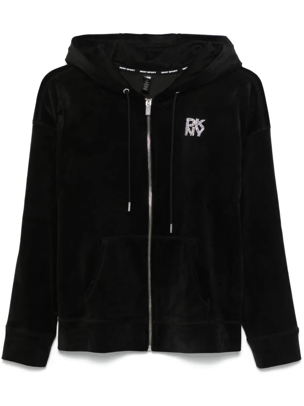 Logo-Embellished Velour Hoodie