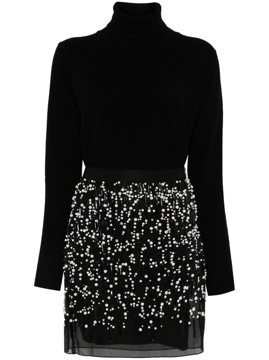 Embroidered Roll-Neck Dress