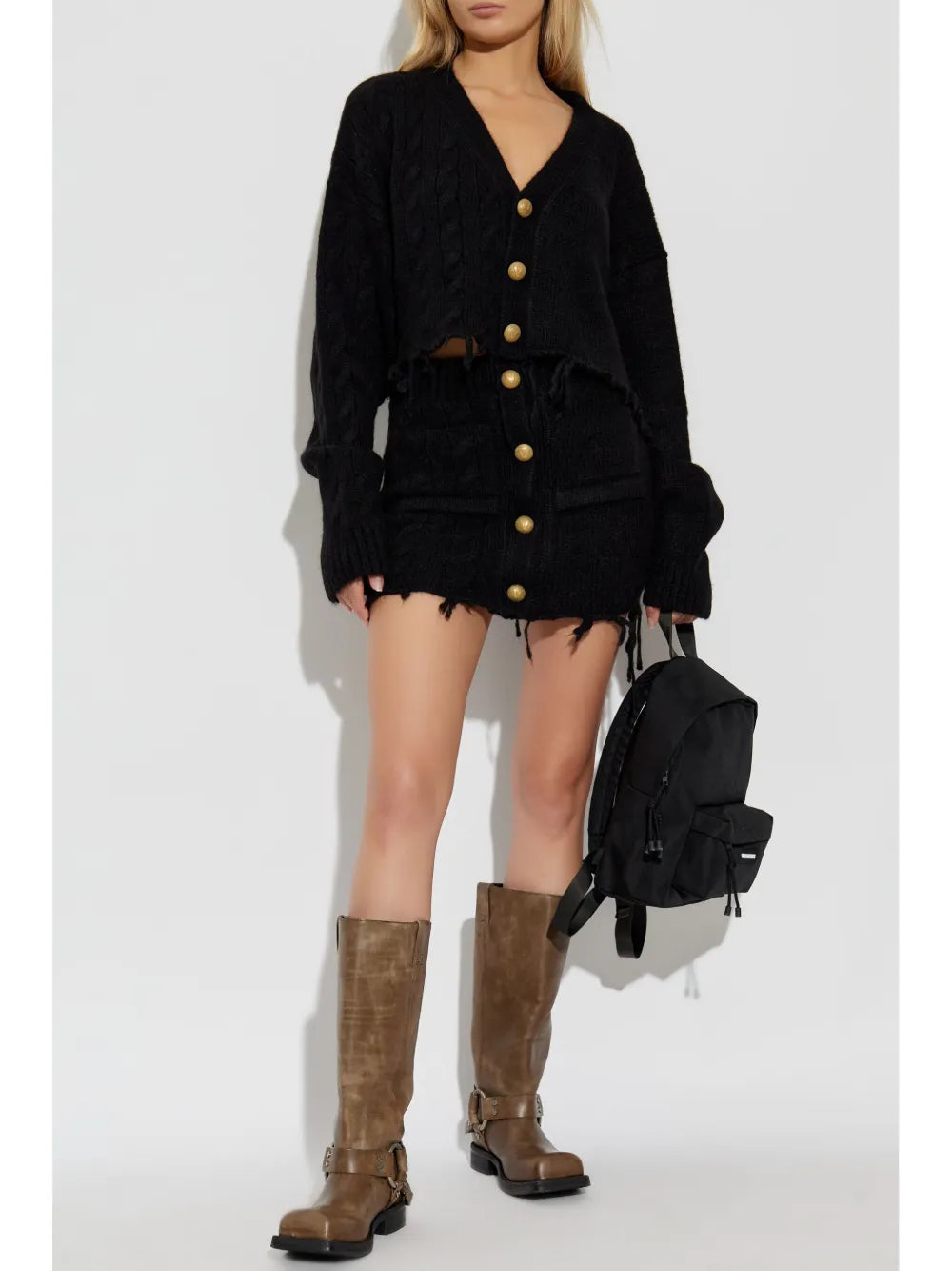 Raw-Cut Wool Mini Skirt