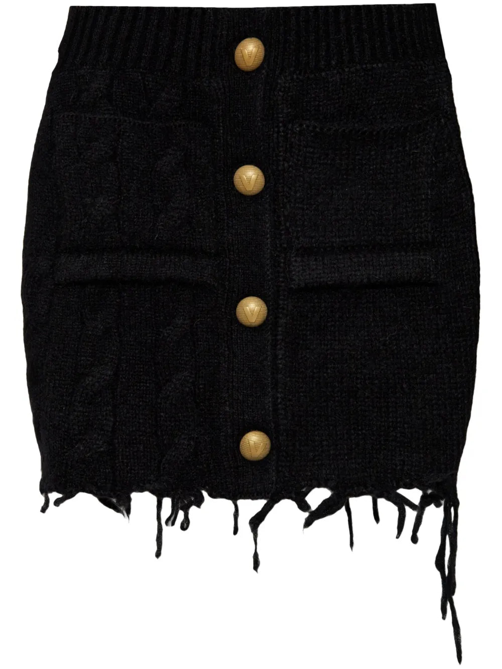 Raw-Cut Wool Mini Skirt