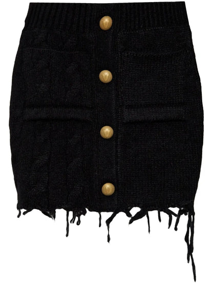 Raw-Cut Wool Mini Skirt