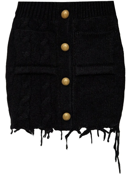 Raw-Cut Wool Mini Skirt