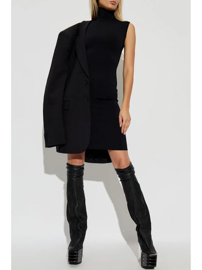 High-Neck Fitted Minidress