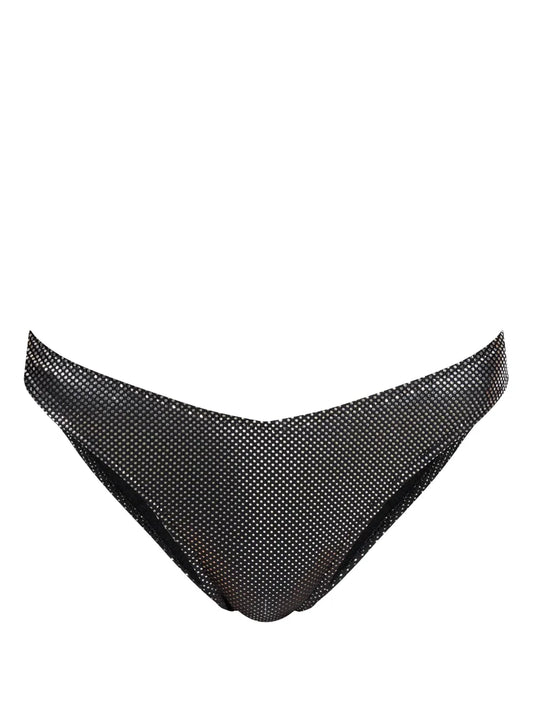 Logo-Print Metallic-Sheen Bikini Bottoms