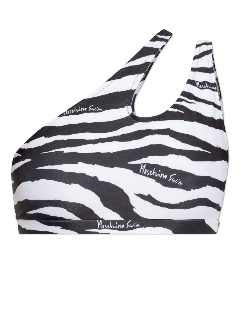 Zebra-Print Asymmetric Bikini Top