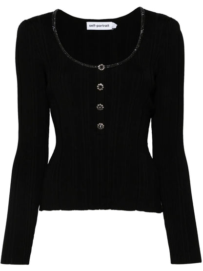 Diamanté-Embellished Knitted Top