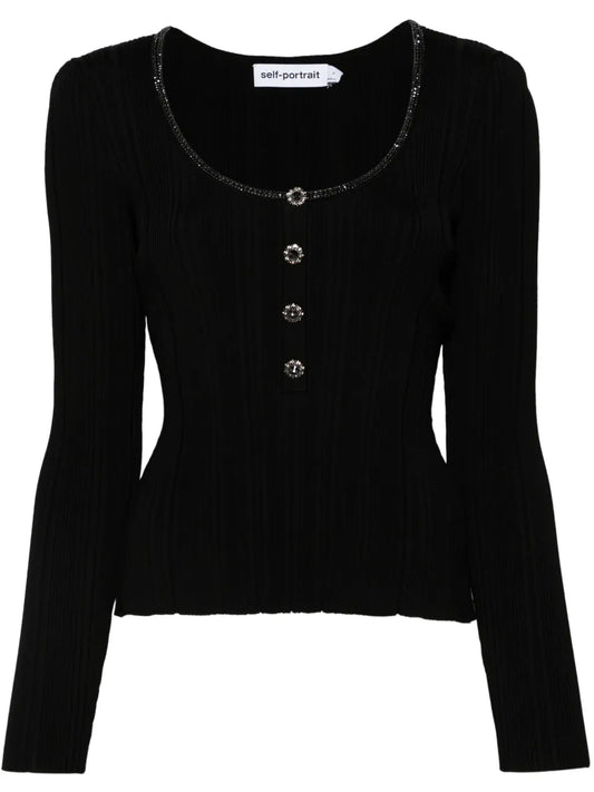 Diamanté-Embellished Knitted Top