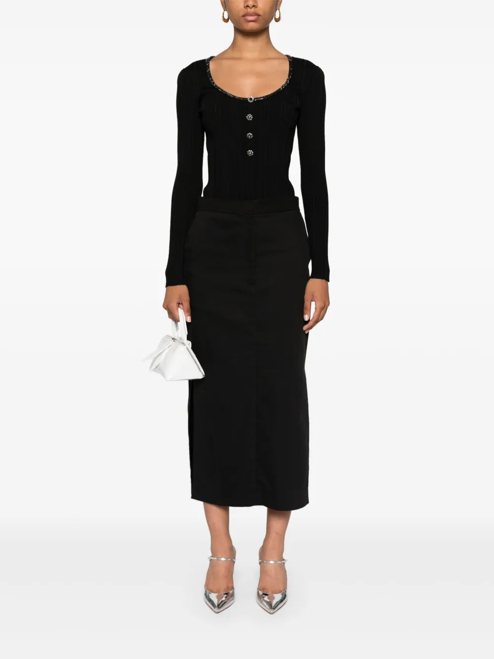 Diamanté-Embellished Knitted Top