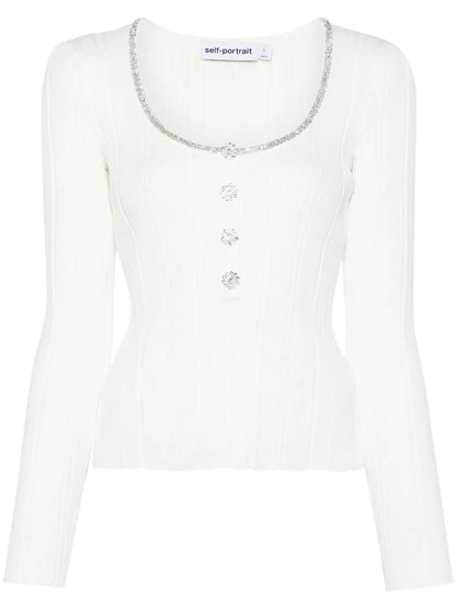 Diamanté-Embellished Knitted Top