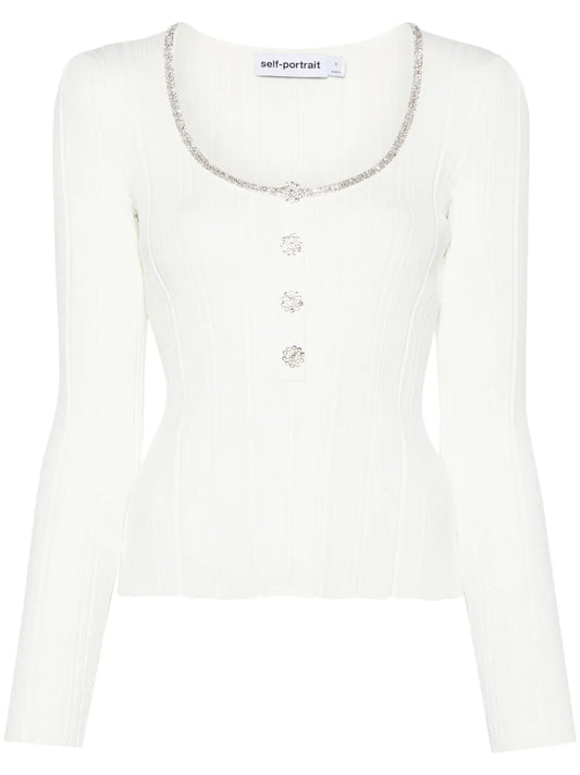 Diamanté-Embellished Knitted Top