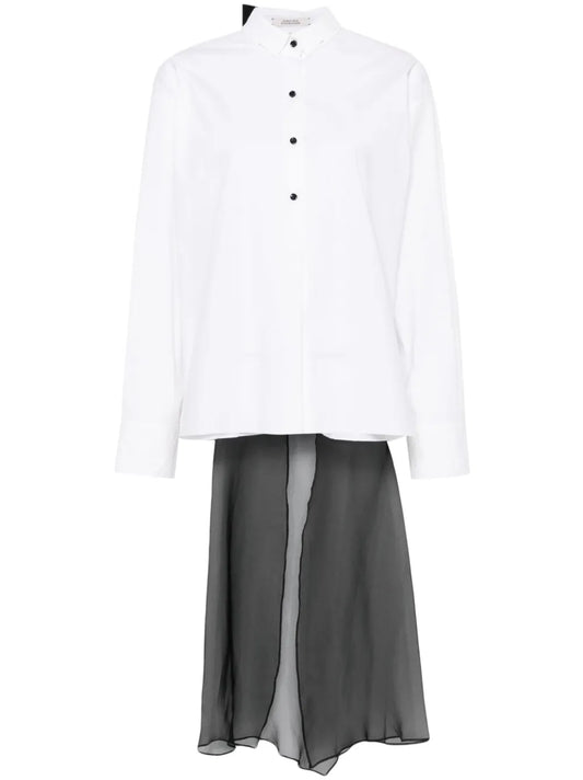 Detachable-Bow Poplin Blouse