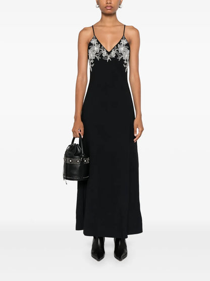 Embroidered Sleeveless Maxi Dress
