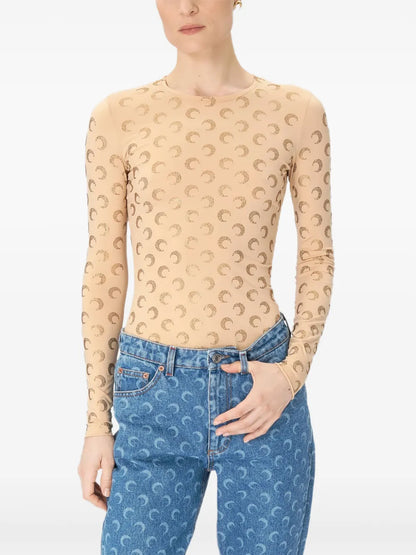 Moon-Pattern Jersey Top