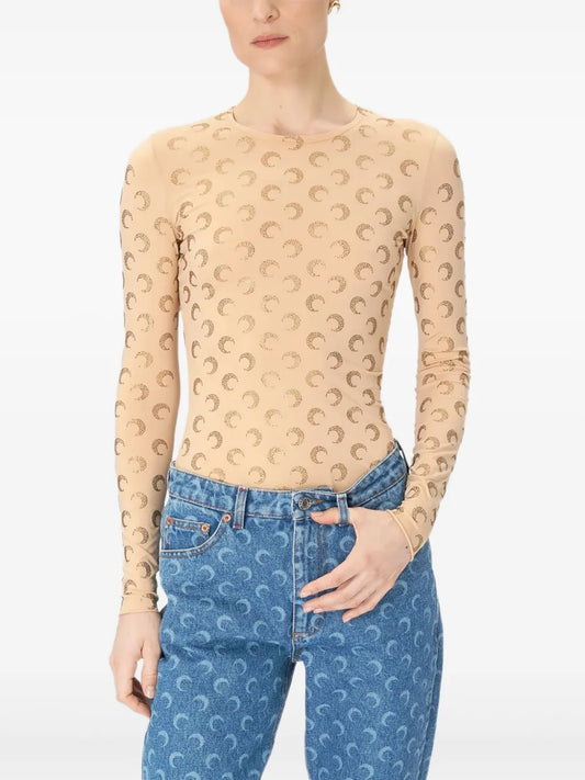 Moon-Pattern Jersey Top