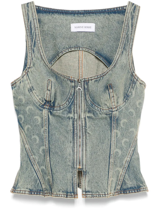 Crescent Moon Denim Top