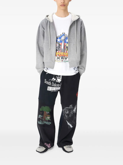 Moon-Pattern Fleece Hoodie