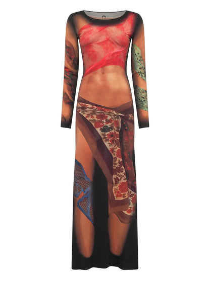 Draped Statue Jersey Maxi Dress