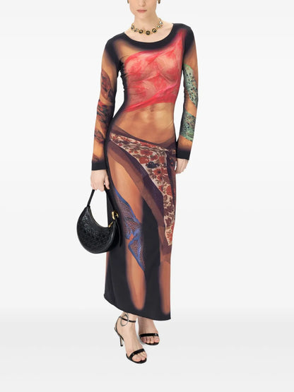Draped Statue Jersey Maxi Dress