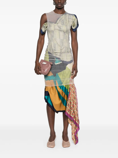 Silk-Scarves Midi Dress