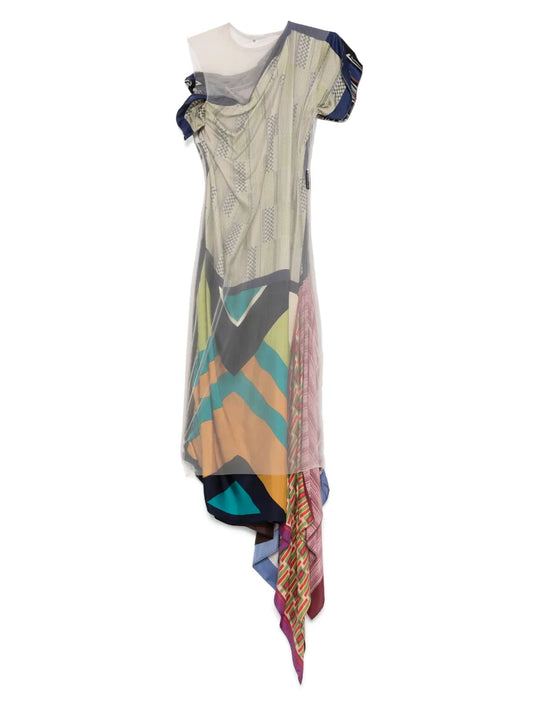 Silk-Scarves Midi Dress