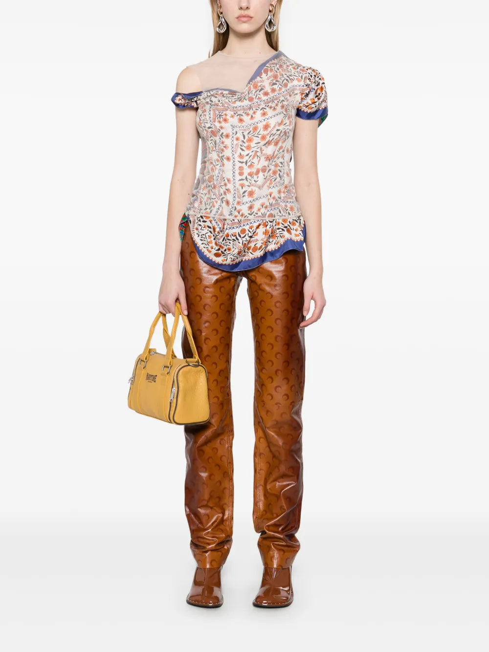 Moon-Print Leather Trousers