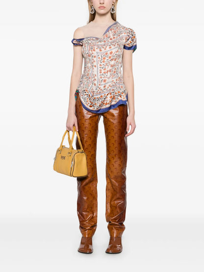 Moon-Print Leather Trousers
