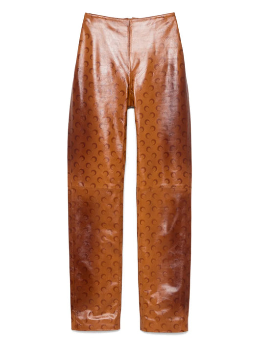 Moon-Print Leather Trousers