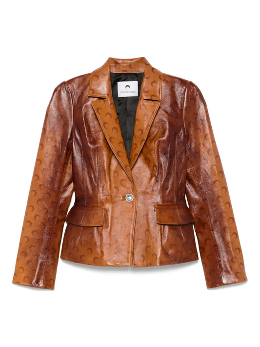 Moon-Airbrushed Leather Jacket
