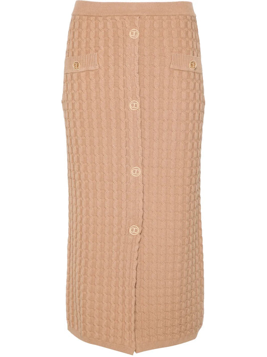 Cable-Knit Midi Skirt