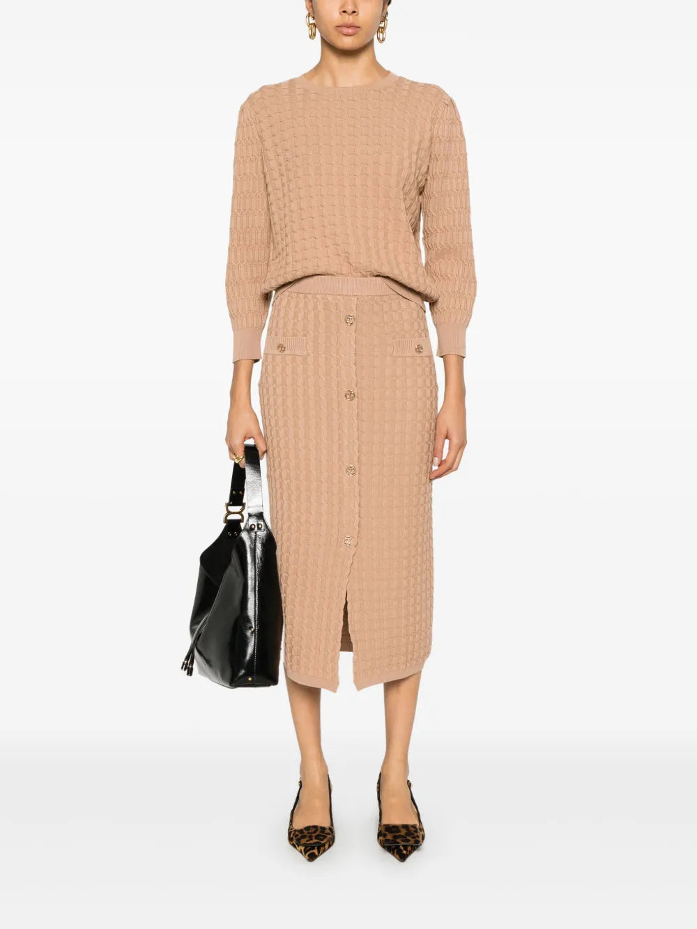 Cable-Knit Midi Skirt