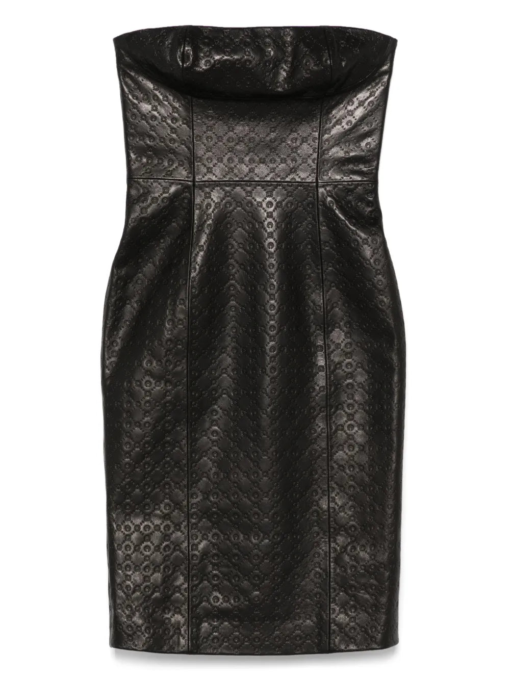 Monogram-Embossed Leather Mini Dress