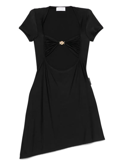 Open-Chest Draped Mini Dress