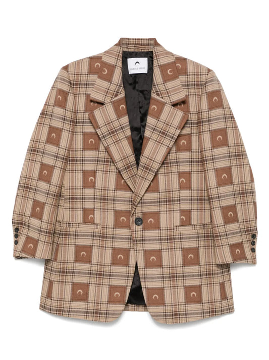 Moon-Checked Jacquard Blazer