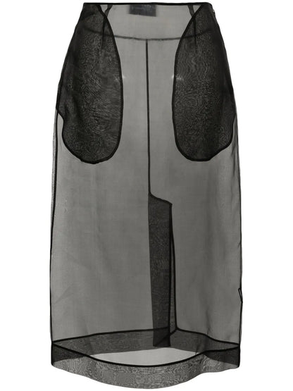 Sheer Pencil Midi Skirt