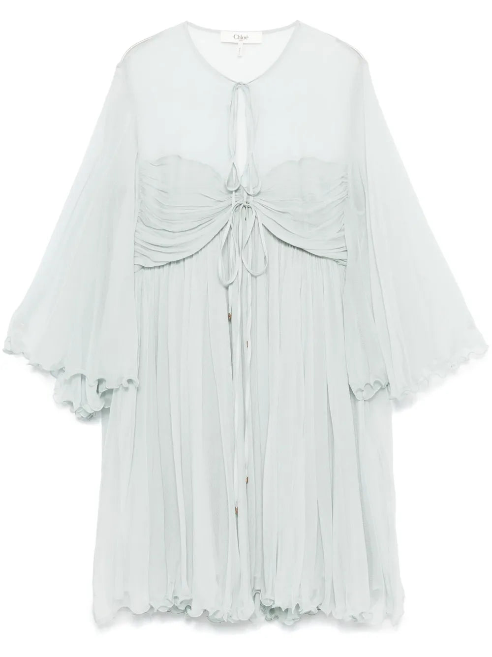Pleated Silk Mini Dress