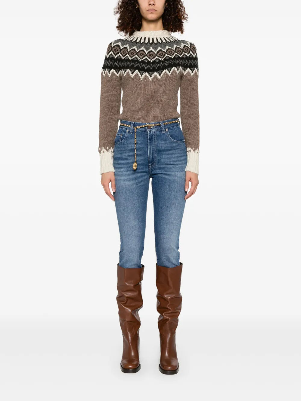 Mock-Neck Fair-Isle Sweater