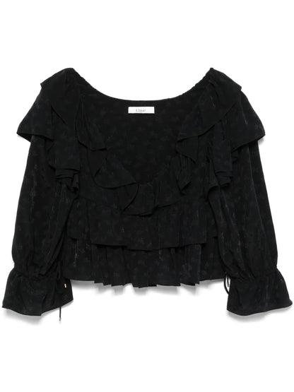 Ruffled Cropped Blouse
