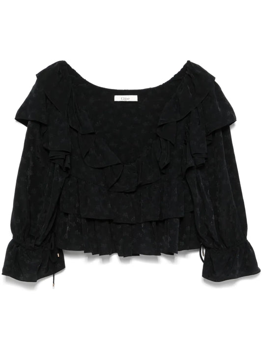 Ruffled Cropped Blouse