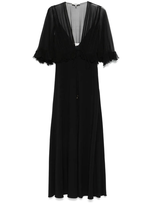 V-Neck Crepe Maxi Dress